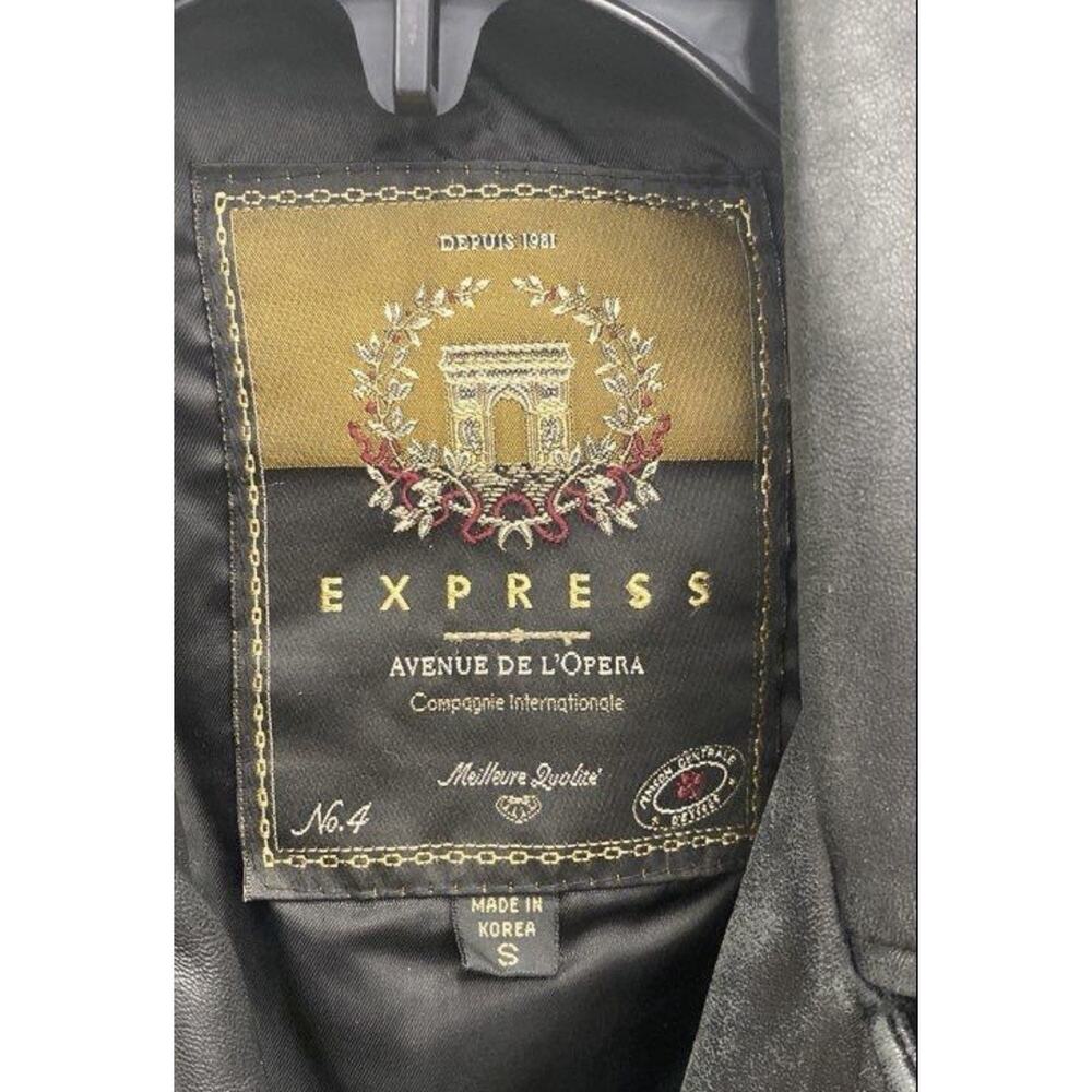 VTG Express Avenue De L'Opera Genuine Leather Jacket Small Cropped Black Gold - Picture 3 of 4